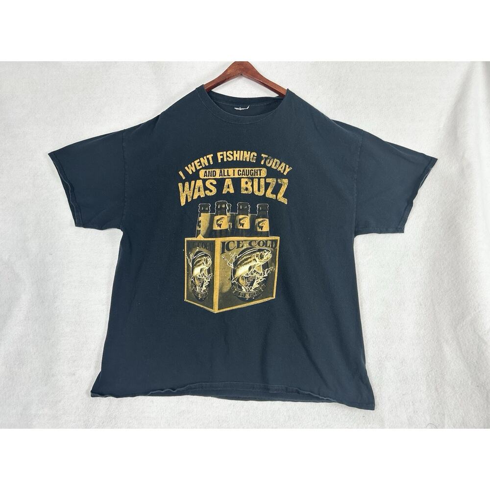 I WENT FISHING TODAY AND ALL I CAUGHT WAS A BUZZ Funny Fishing Shirt Black XL